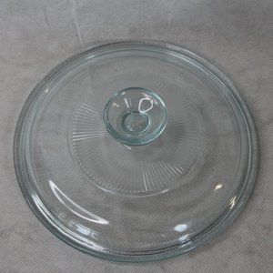 PYREX G5C BLUE TINT GLASS REPLACEMENT LID 7"d INNER RIM ROUND RIBBED 1.5qt